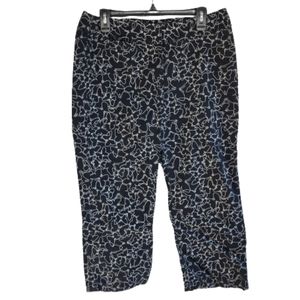 Liz Claiborne Audra black butterfly print capri pants Women's size 12